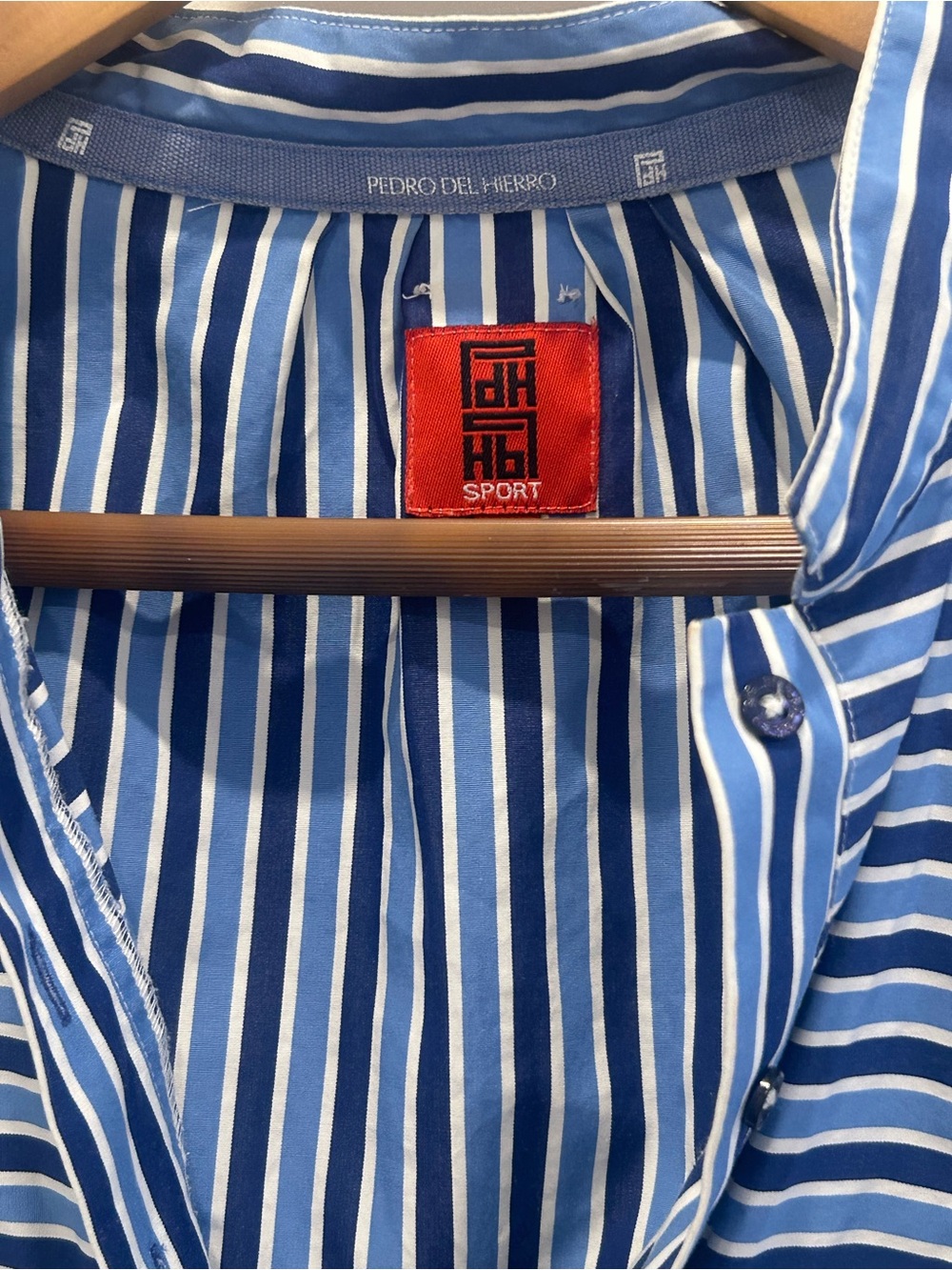 Pedro del Hierro Blue & White Striped Mini Dress